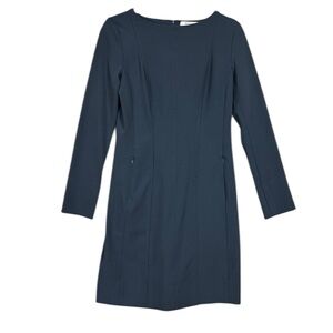 M.M.Lafleur The Novara Dress Recycled WonderTex Sheath Dress Sz 0 Blue